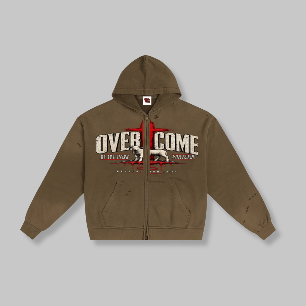 Overcome Hand-Frayed Sunfade Zip Hoodie