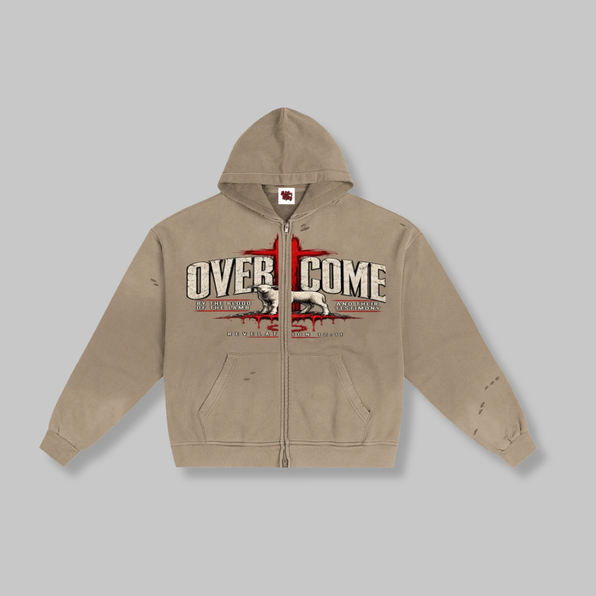 Overcome Hand-Frayed Sunfade Zip Hoodie