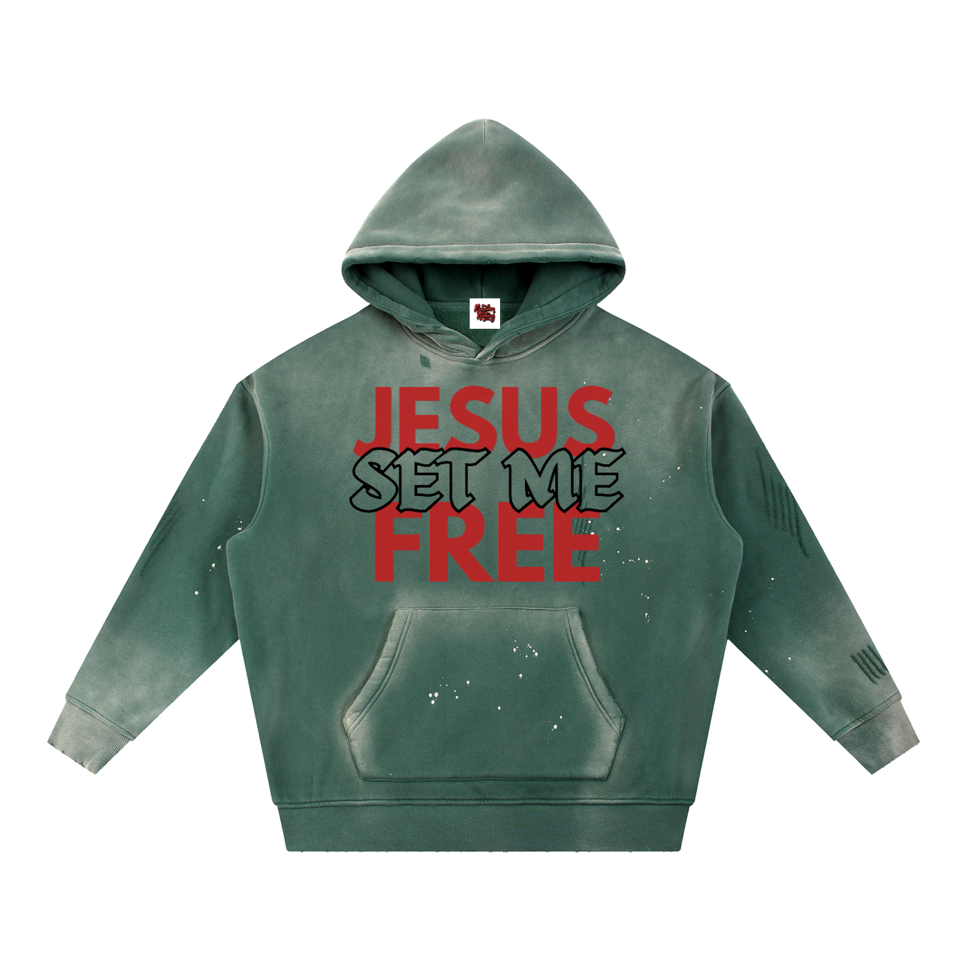 JSMF Vintage Washed Frayed Fleece Hoodie