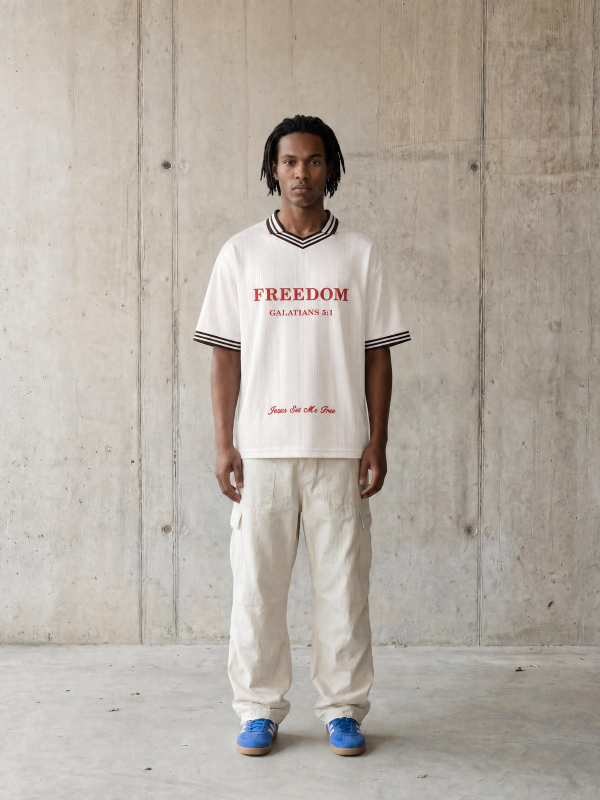 Freedom Contrast Stripes Polo Collar T-Shirt